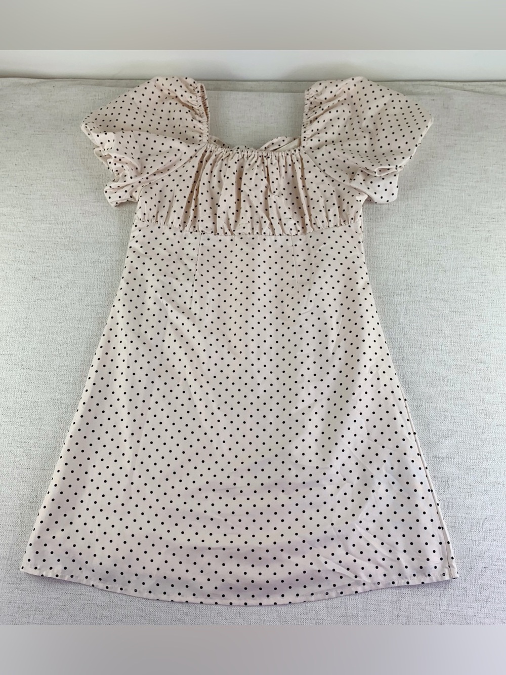 GB girls puff sleeves Polka Dot a-line Dress square neck bow back girl's size 16